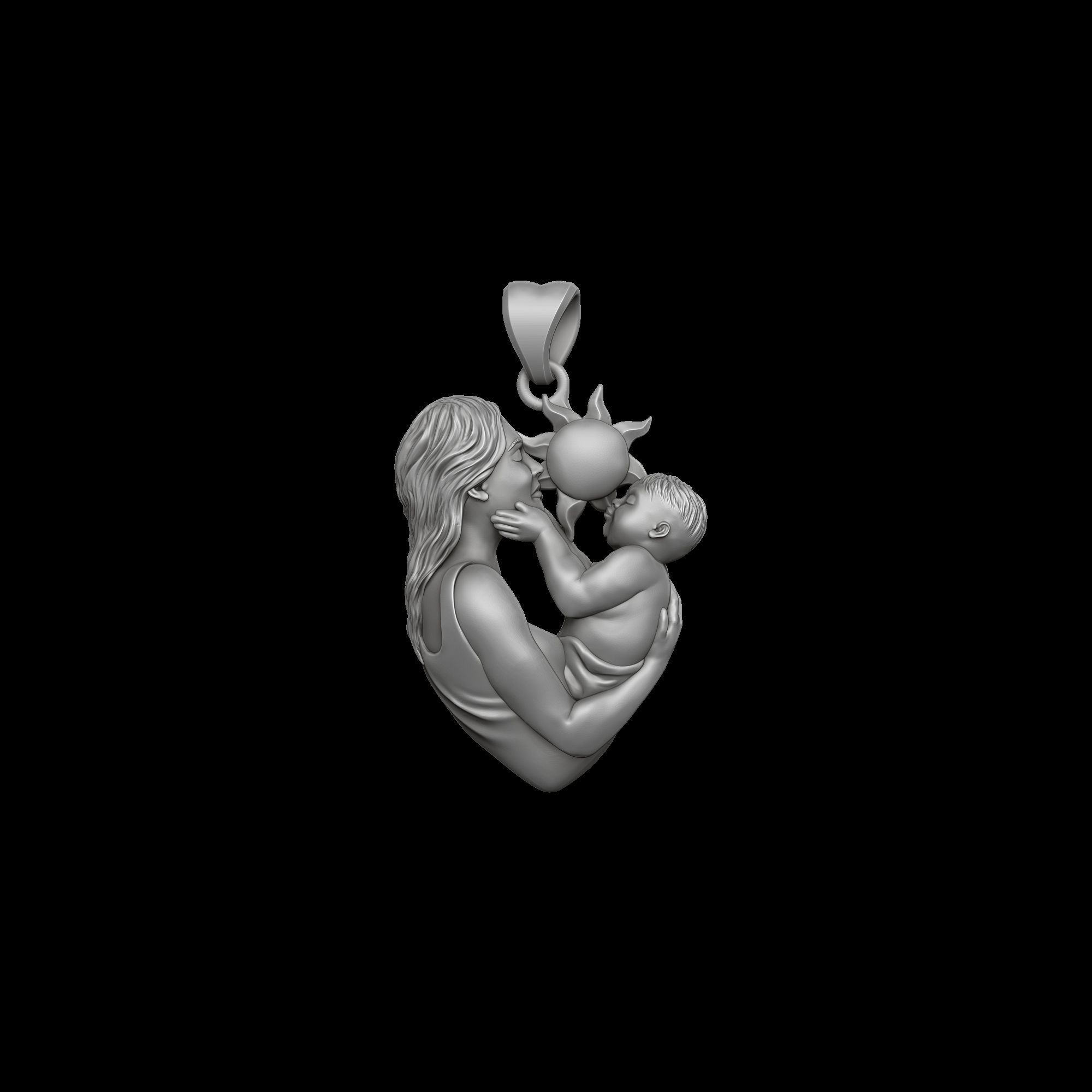 Mother Baby Pendant 3D print model_1