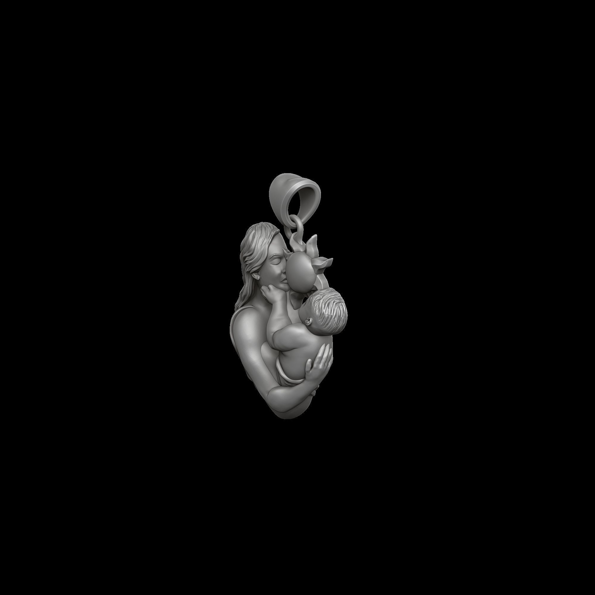 Mother Baby Pendant 3D print model_2