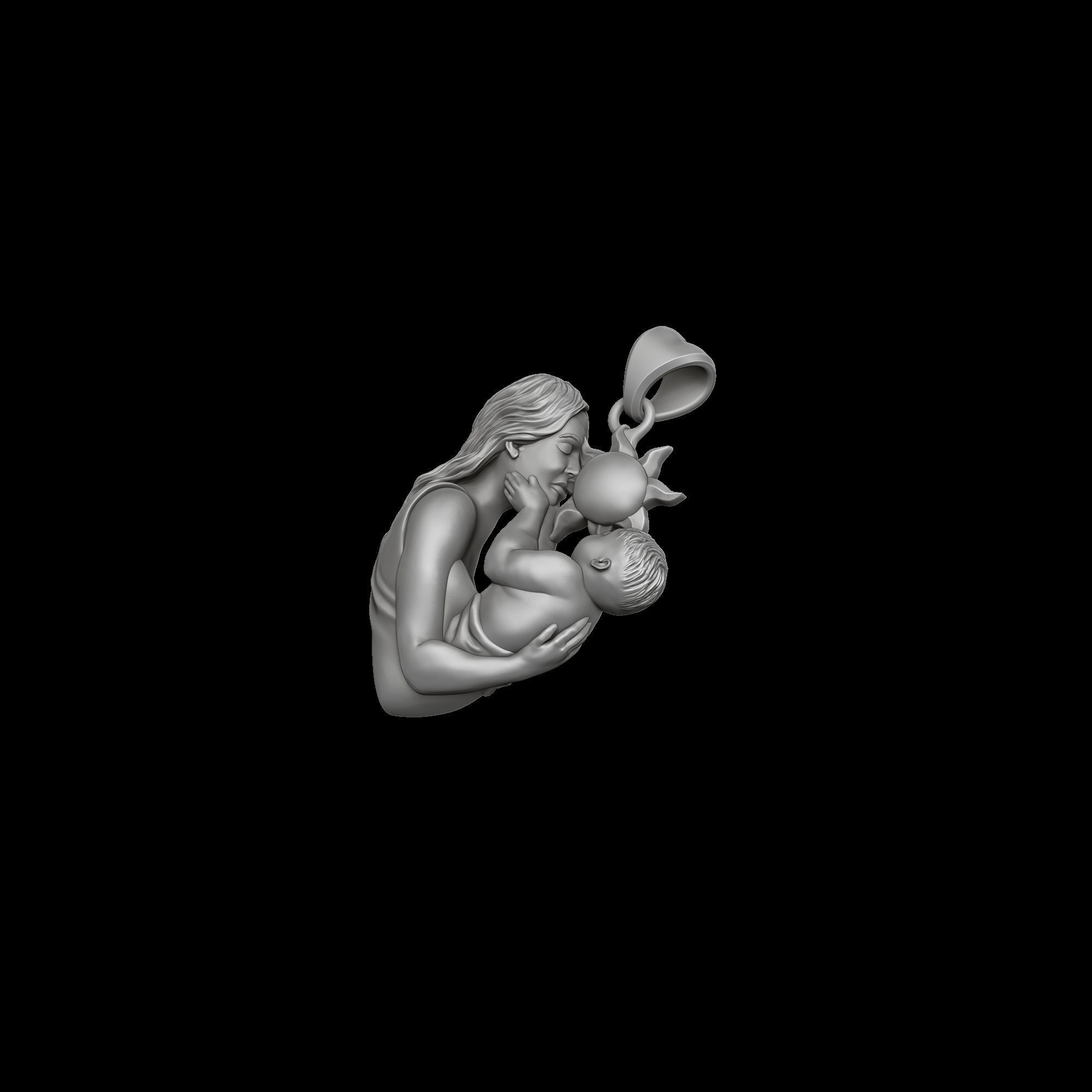 Mother Baby Pendant 3D print model_6