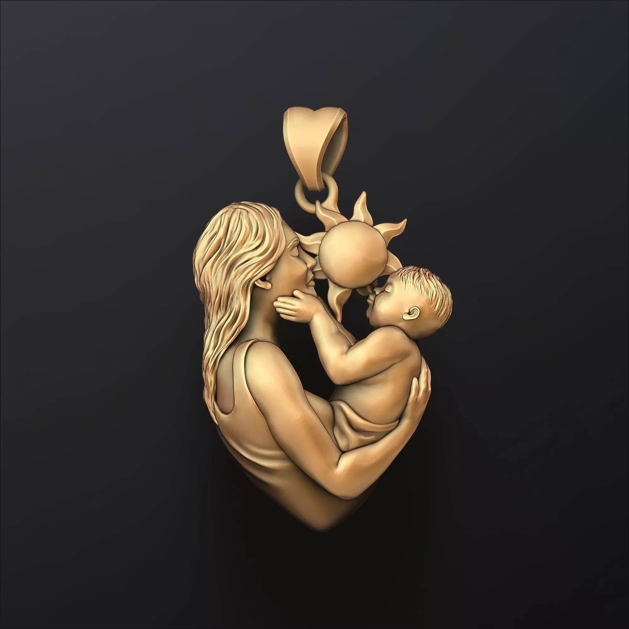 Mother Baby Pendant 3D print model_0