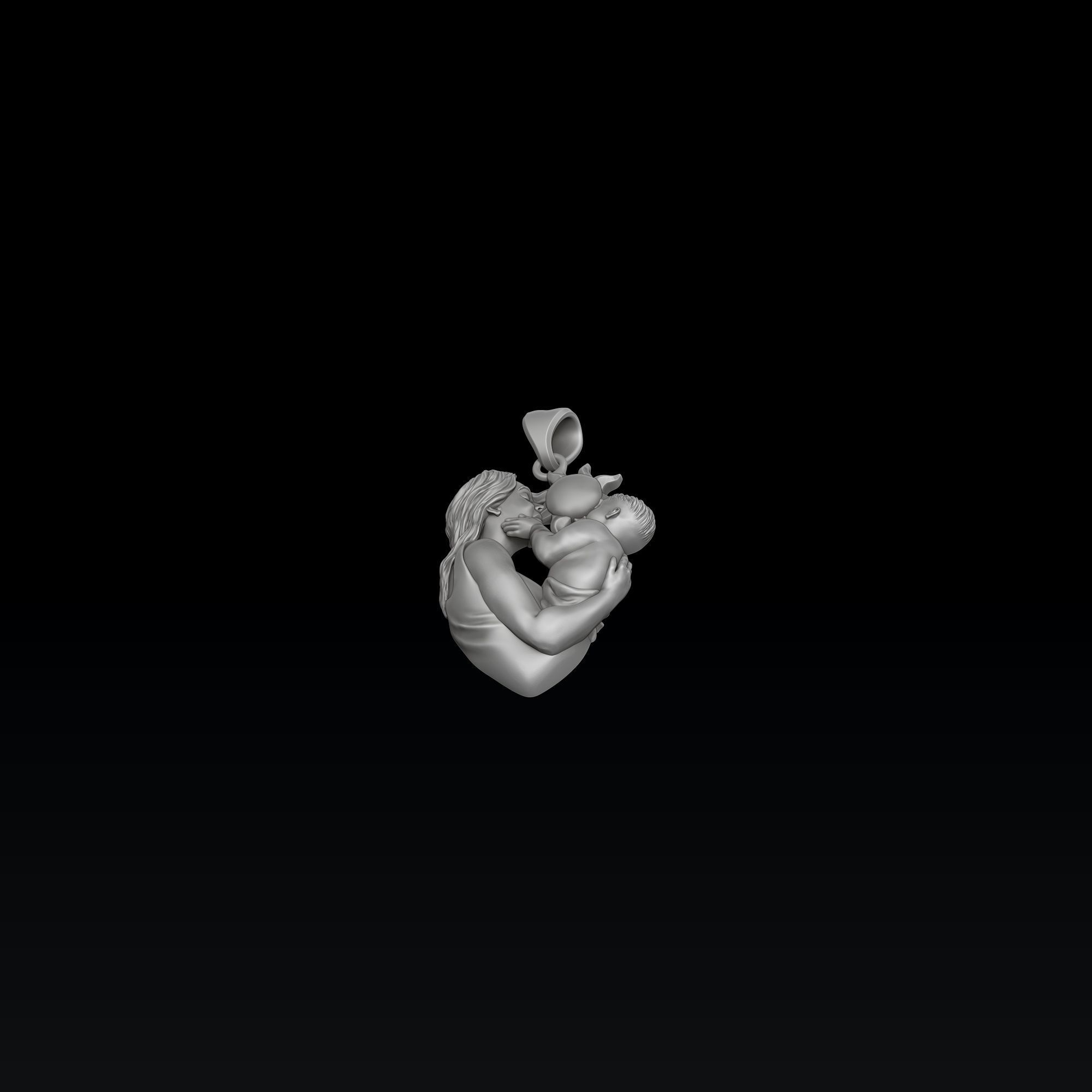 Mother Baby Pendant 3D print model_7