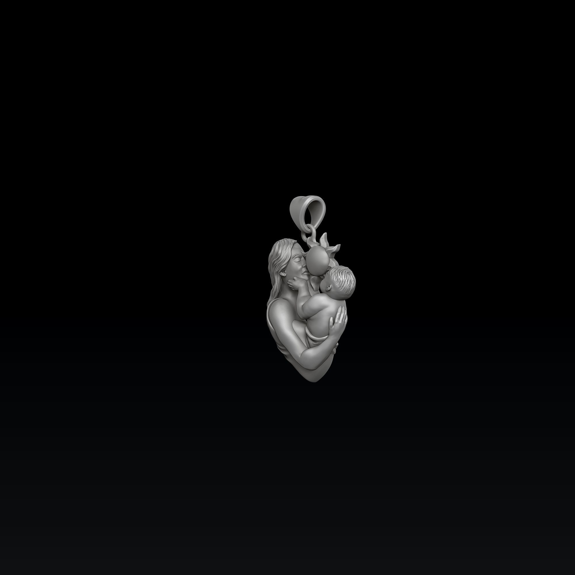 Mother Baby Pendant 3D print model_5