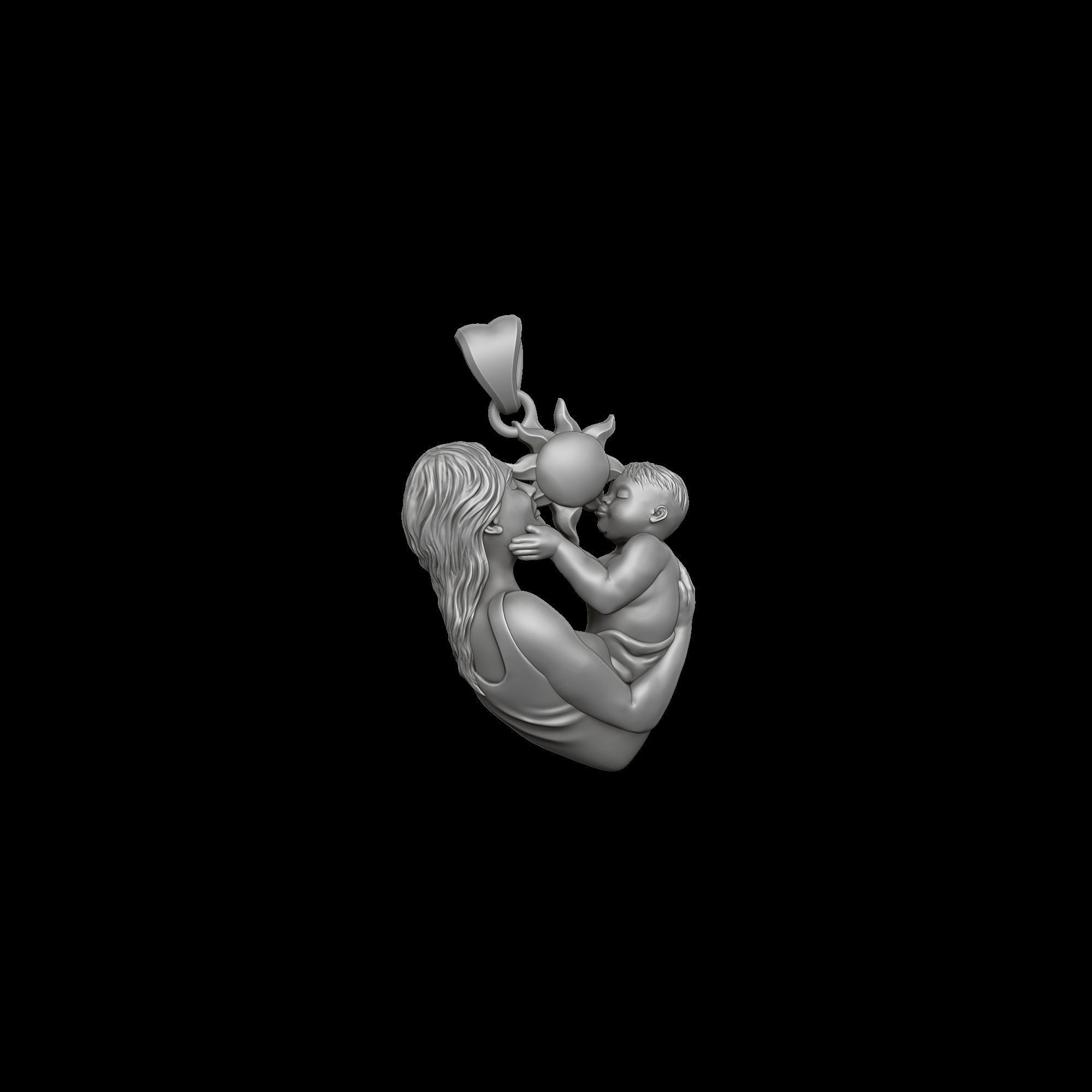 Mother Baby Pendant 3D print model_4