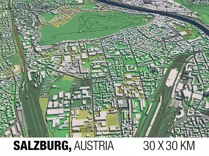 Salzburg 30x30km City Map