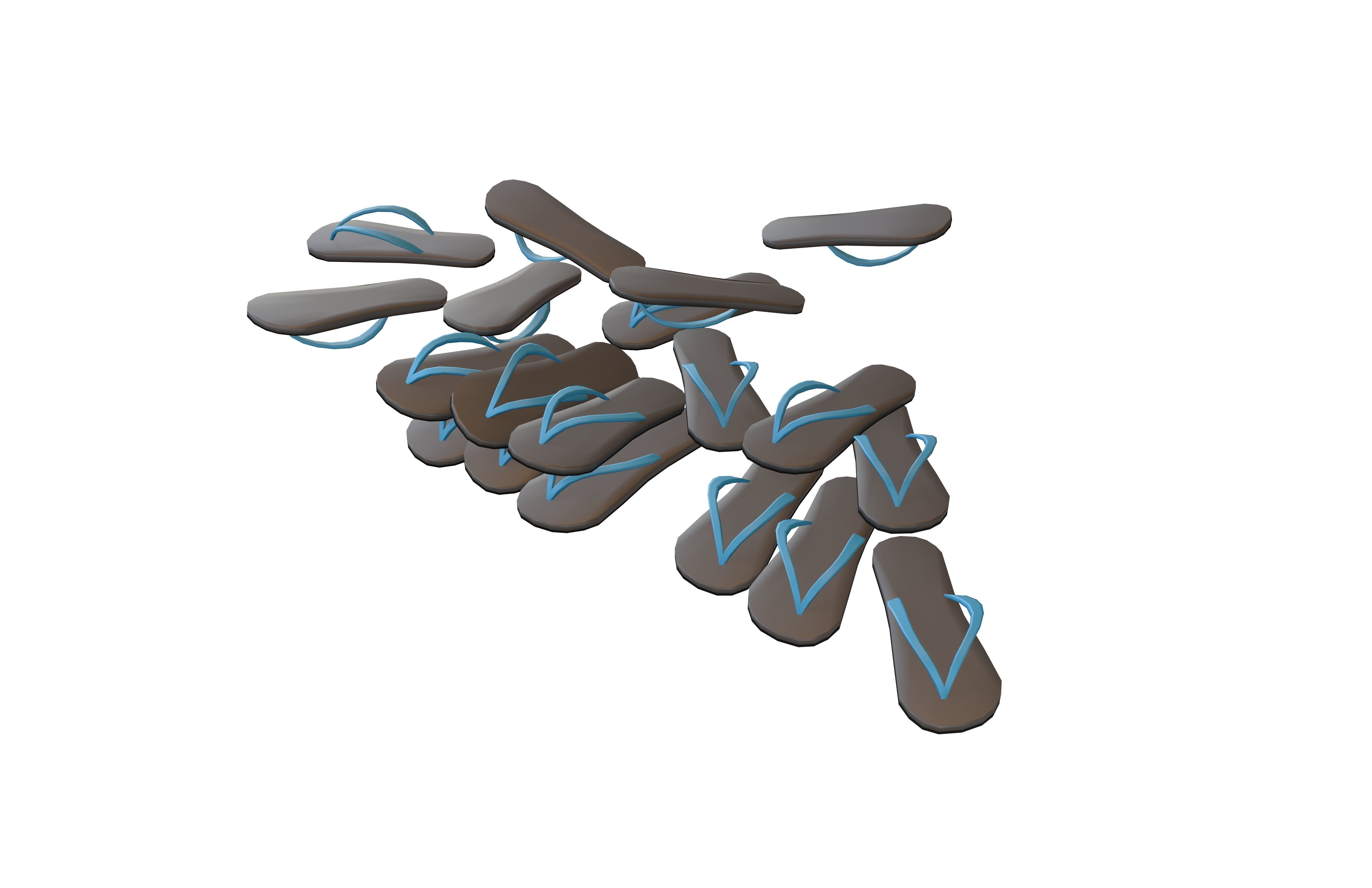 Flip Flops Pile v1 006 Low-poly 3D model_3