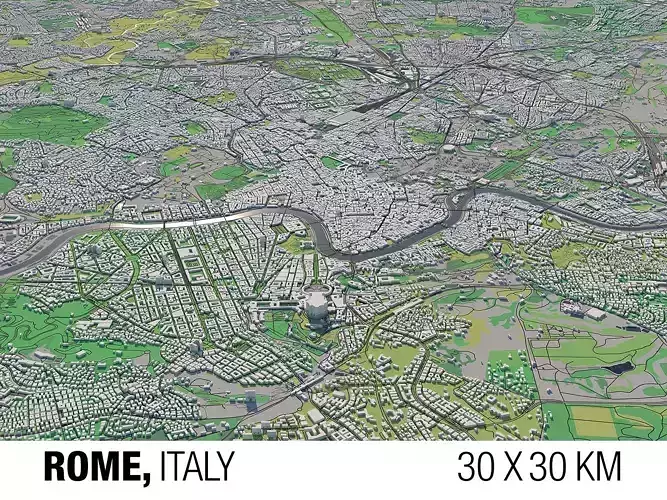 Rome 30x30km City Map