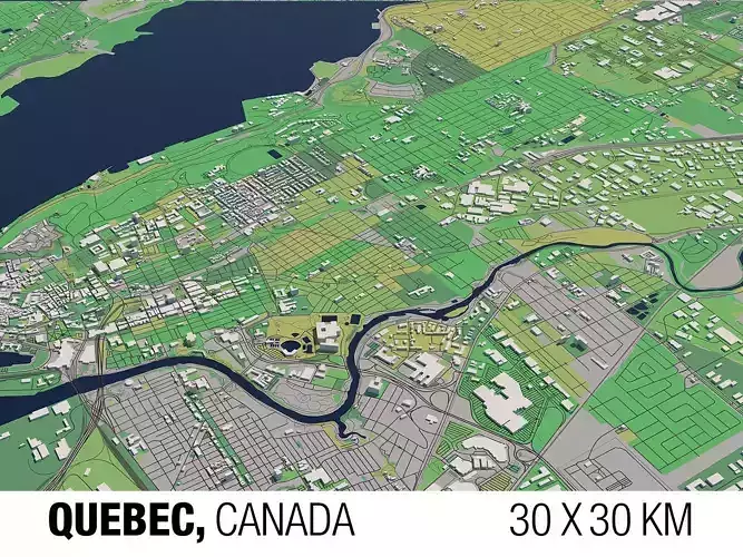 Quebec 30x30km City Map 3D model