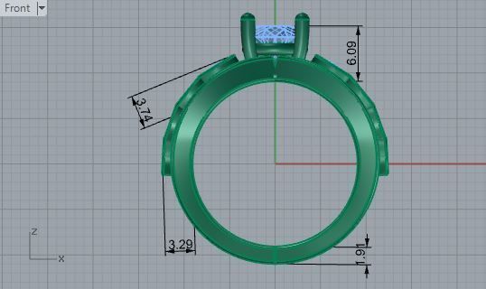 Princely 3-Row Diamond ring 2621 3D print model 3D print model_5