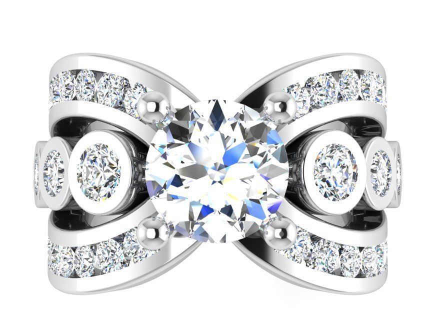 Princely 3-Row Diamond ring 2621 3D print model 3D print model_2