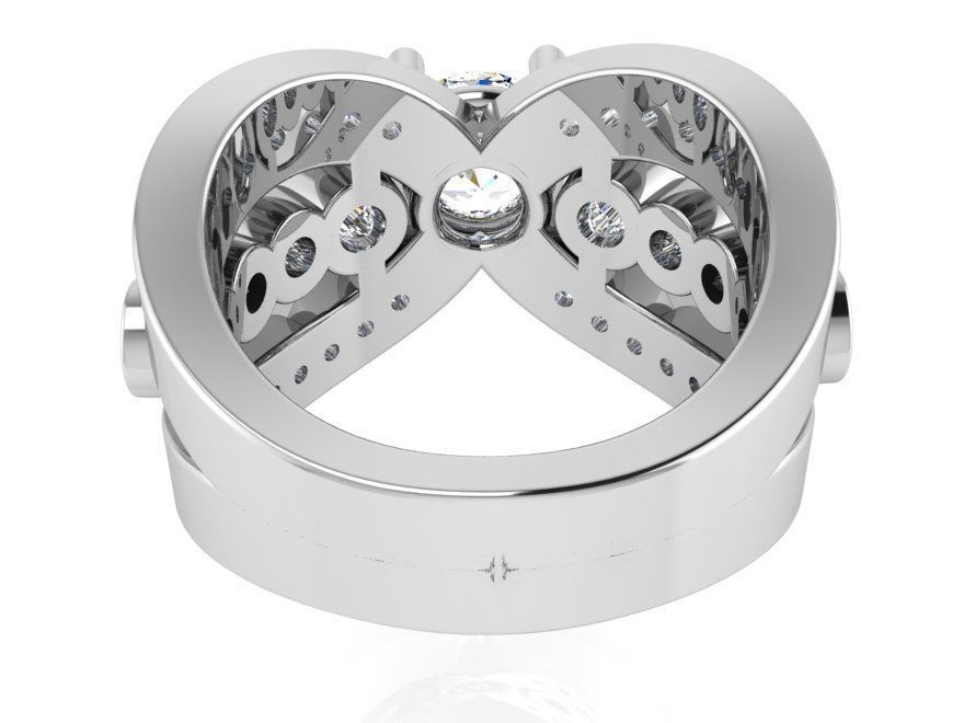 Princely 3-Row Diamond ring 2621 3D print model 3D print model_3