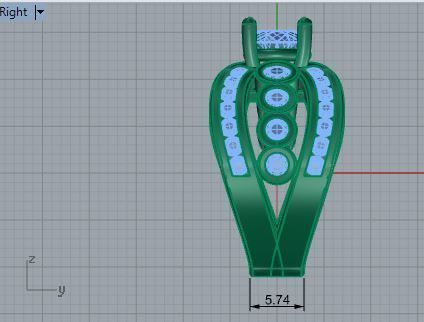 Princely 3-Row Diamond ring 2621 3D print model 3D print model_6