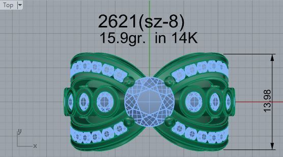 Princely 3-Row Diamond ring 2621 3D print model 3D print model_4