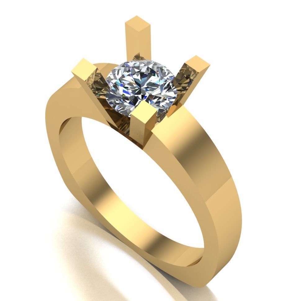 Collection of 15 designed solitaire engagement rings 3D print model_1