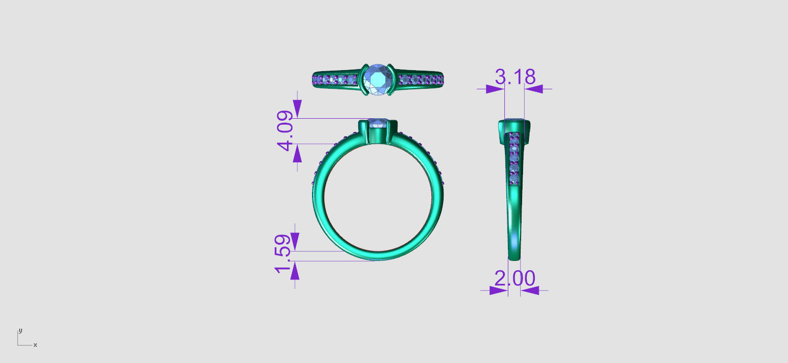ZDR-219 diamond engagement ring gold 3D print model_5