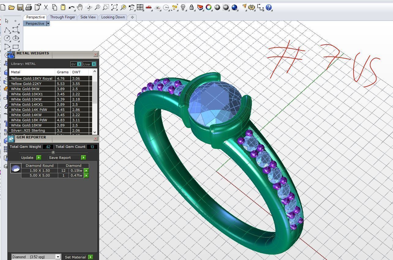 ZDR-219 diamond engagement ring gold 3D print model_6