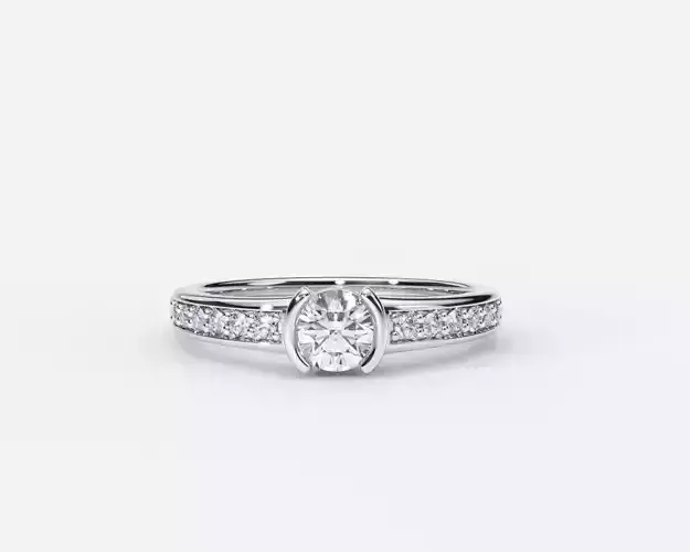 ZDR-219 diamond engagement ring gold 3D print model