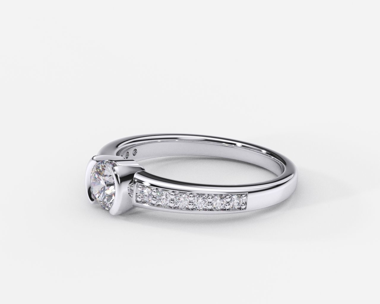 ZDR-219 diamond engagement ring gold 3D print model_2