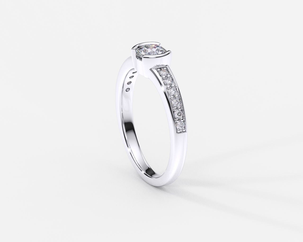 ZDR-219 diamond engagement ring gold 3D print model_3
