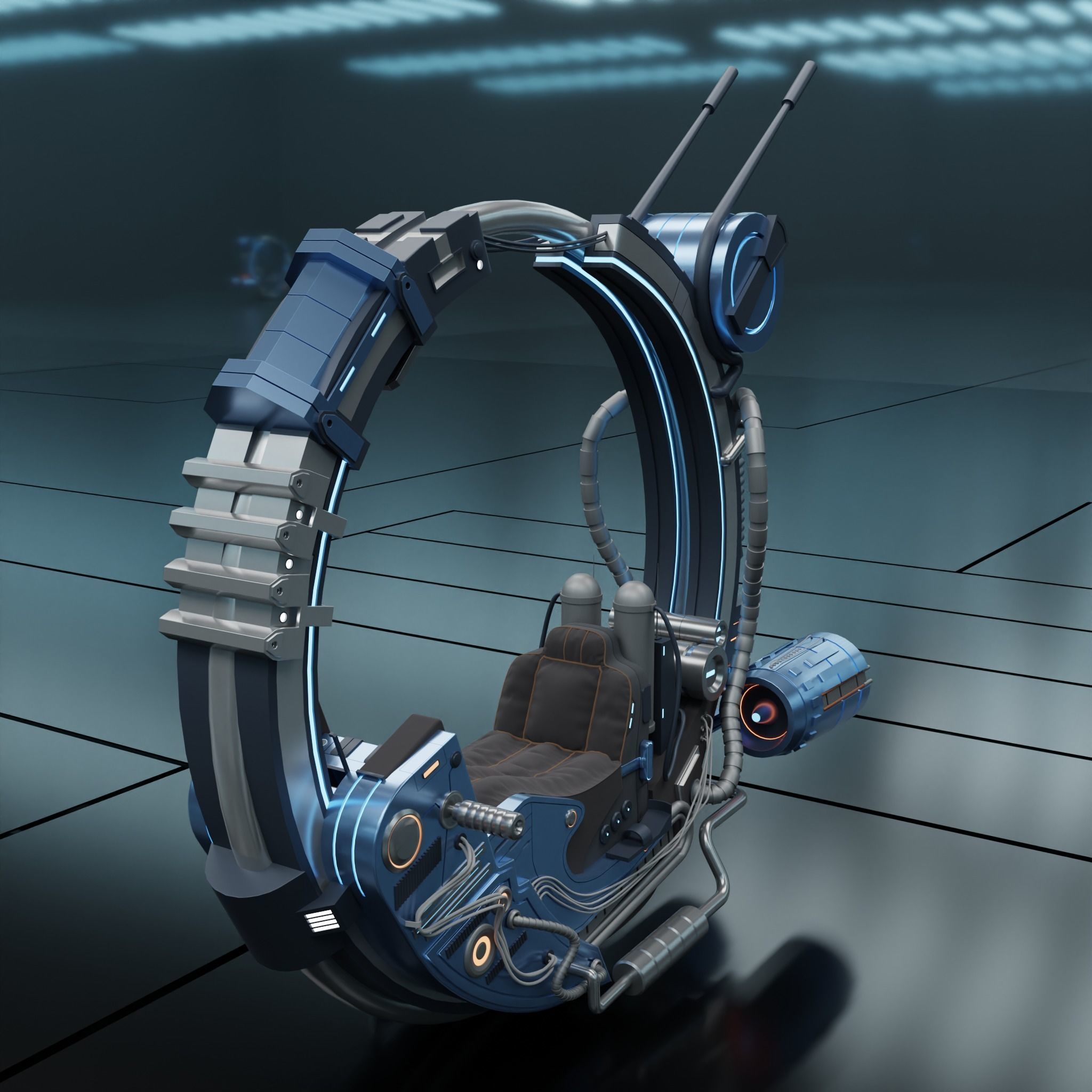 Sci-fi motorbike 3D model_4