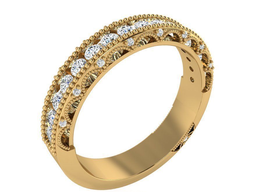 Round Diamond stone ring 2626 3D print model 3D print model_1