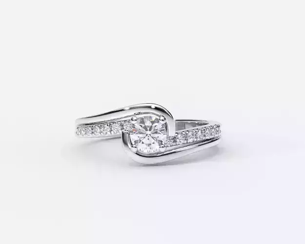 ZDR0222 diamond engagement ring gold 3D print model