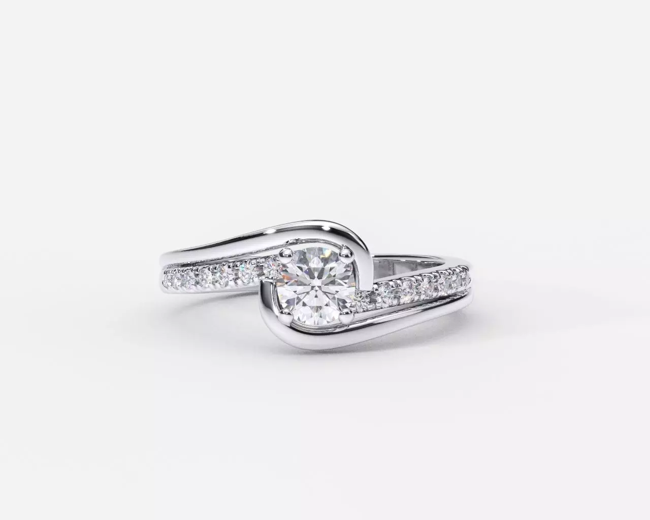 ZDR0222 diamond engagement ring gold 3D print model