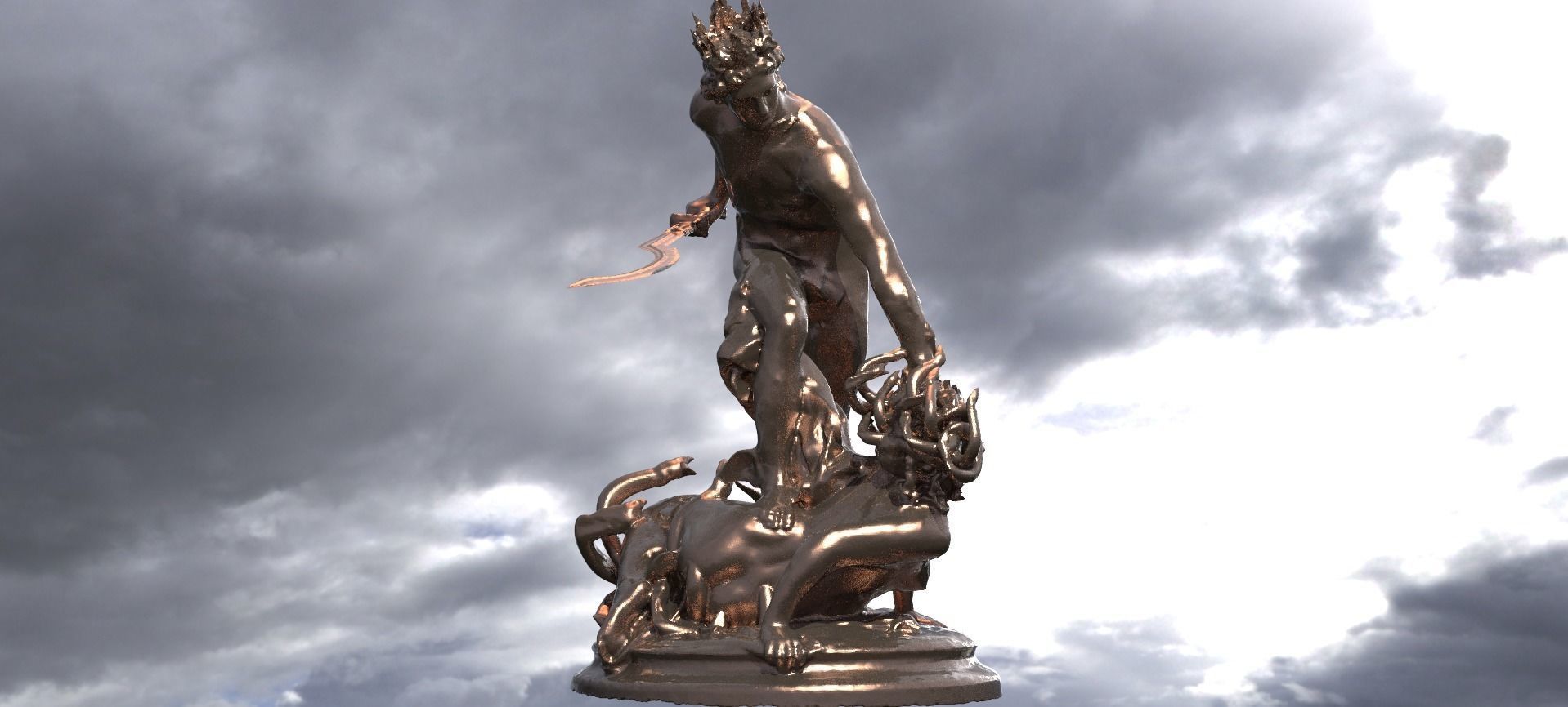 Perseus Statue Action 3 3D model_2