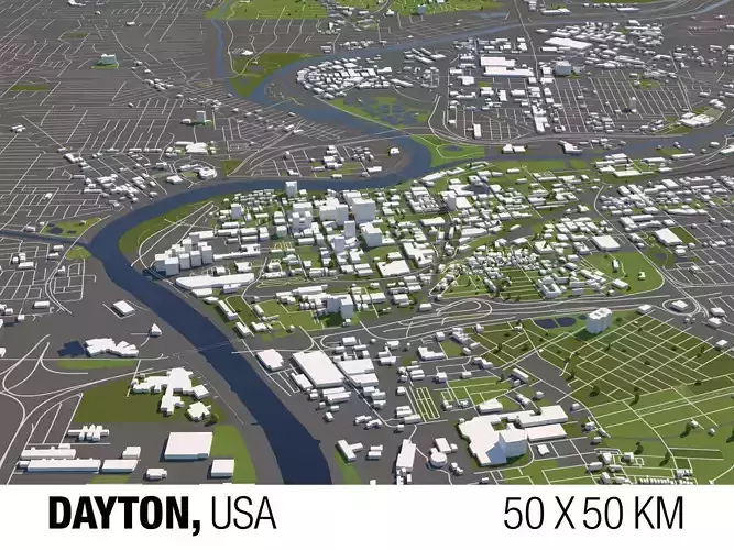 Dayton USA 50x50km City Map