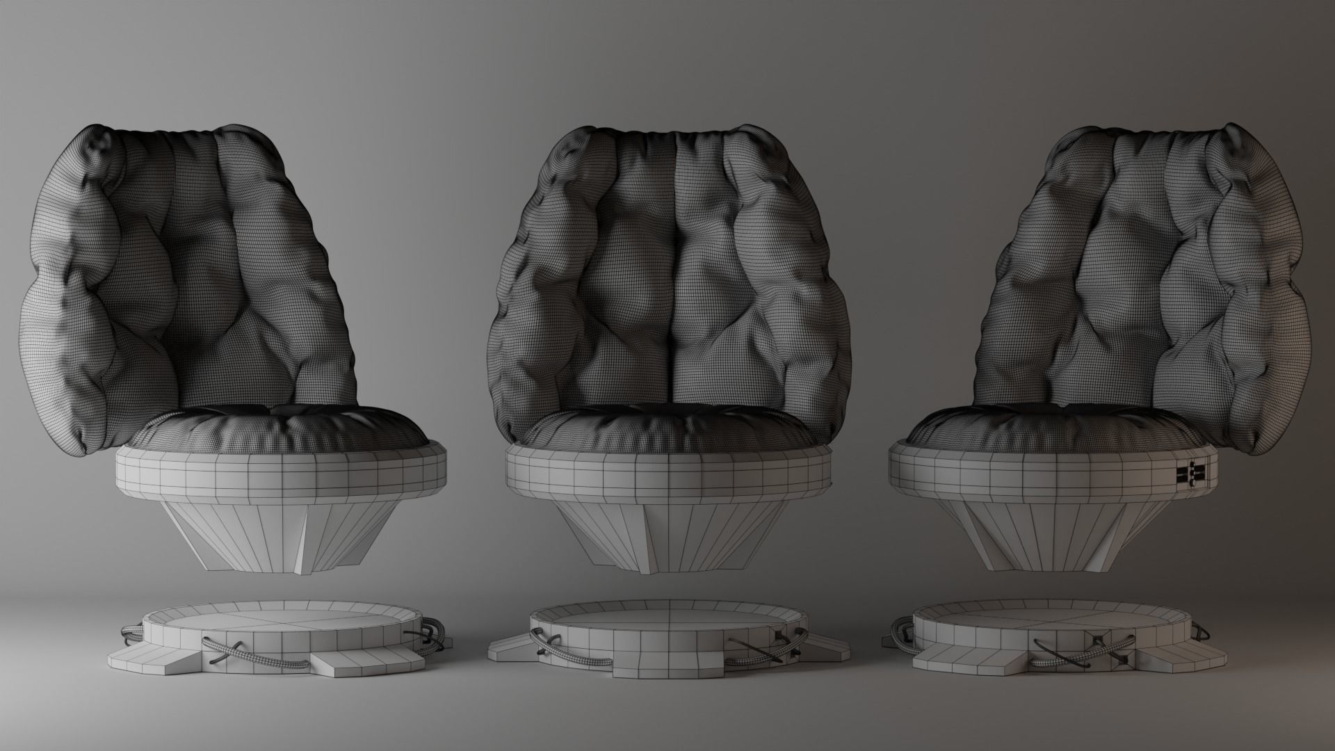 Puffy Sci Fi Chair Low-poly 3D model_16