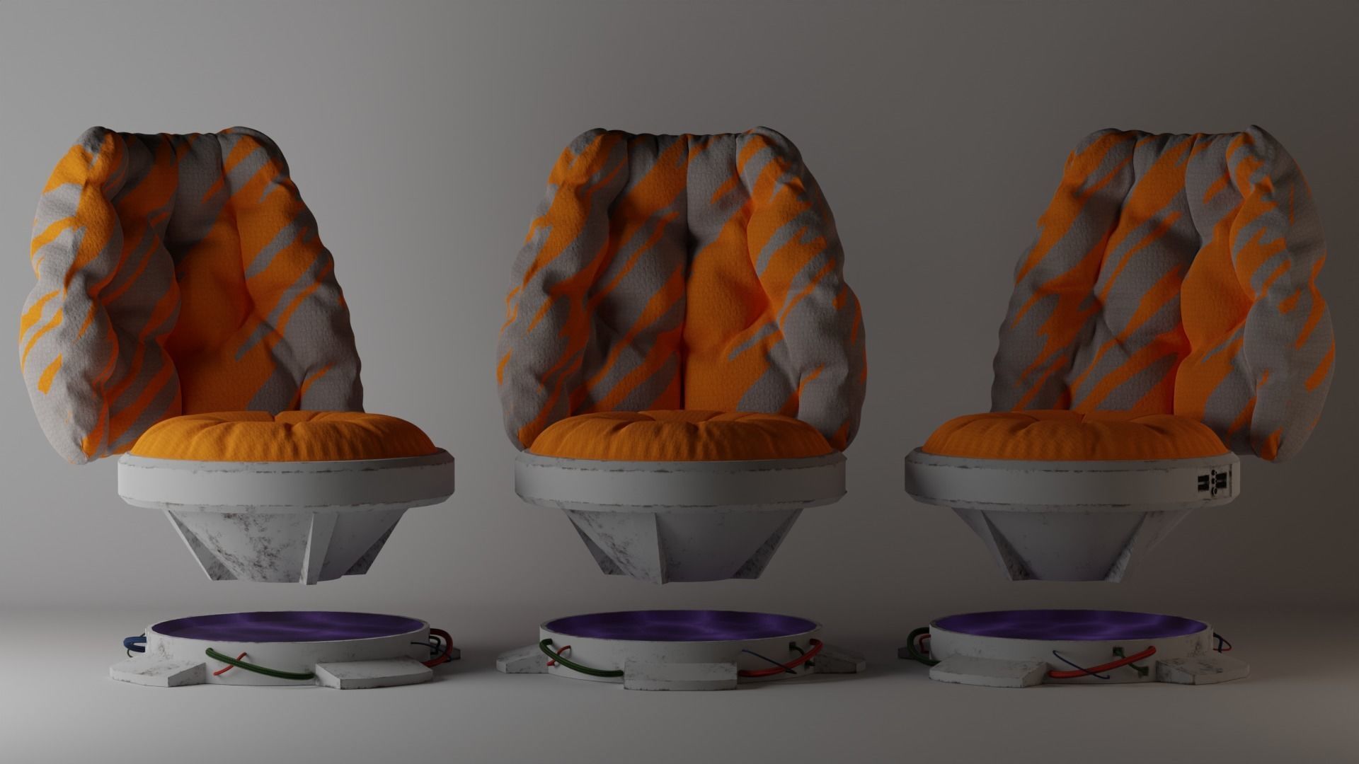 Puffy Sci Fi Chair Low-poly 3D model_14