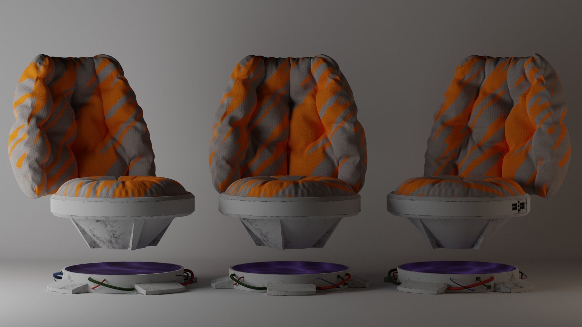 Puffy Sci Fi Chair Low-poly 3D model_10