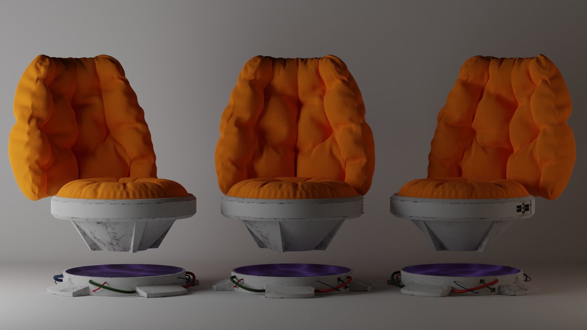 Puffy Sci Fi Chair Low-poly 3D model_5
