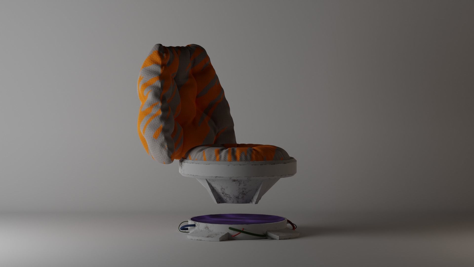 Puffy Sci Fi Chair Low-poly 3D model_8