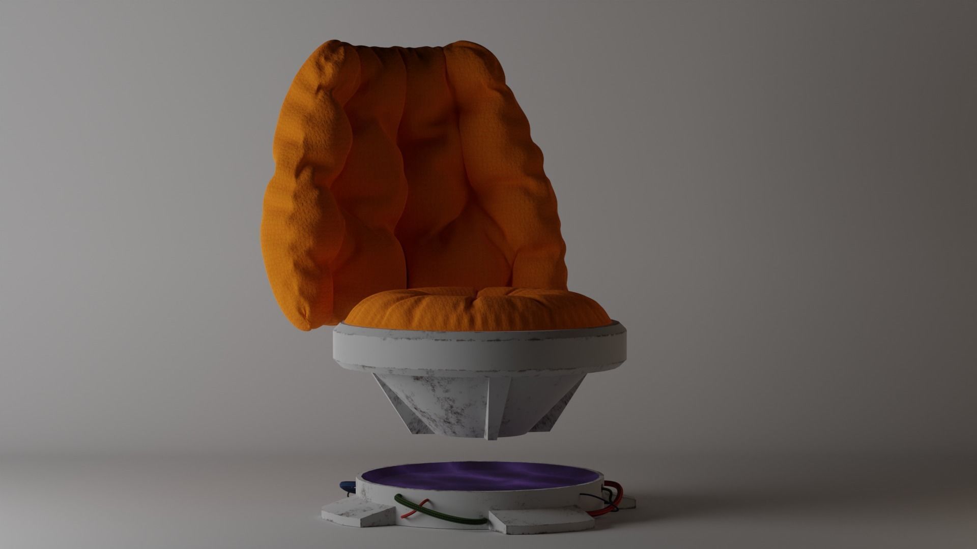 Puffy Sci Fi Chair Low-poly 3D model_1