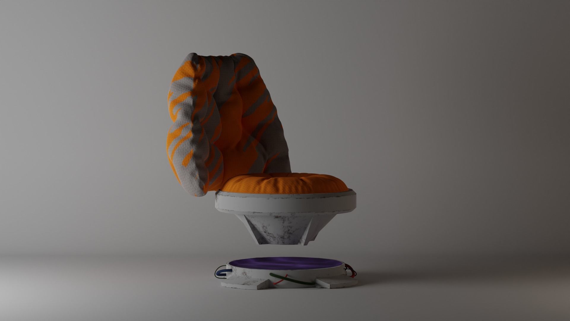 Puffy Sci Fi Chair Low-poly 3D model_12