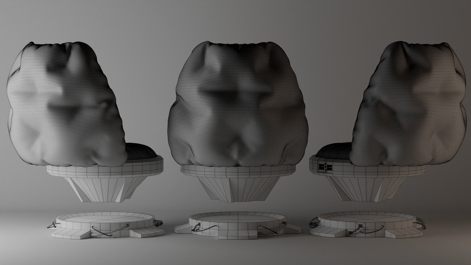 Puffy Sci Fi Chair Low-poly 3D model_15