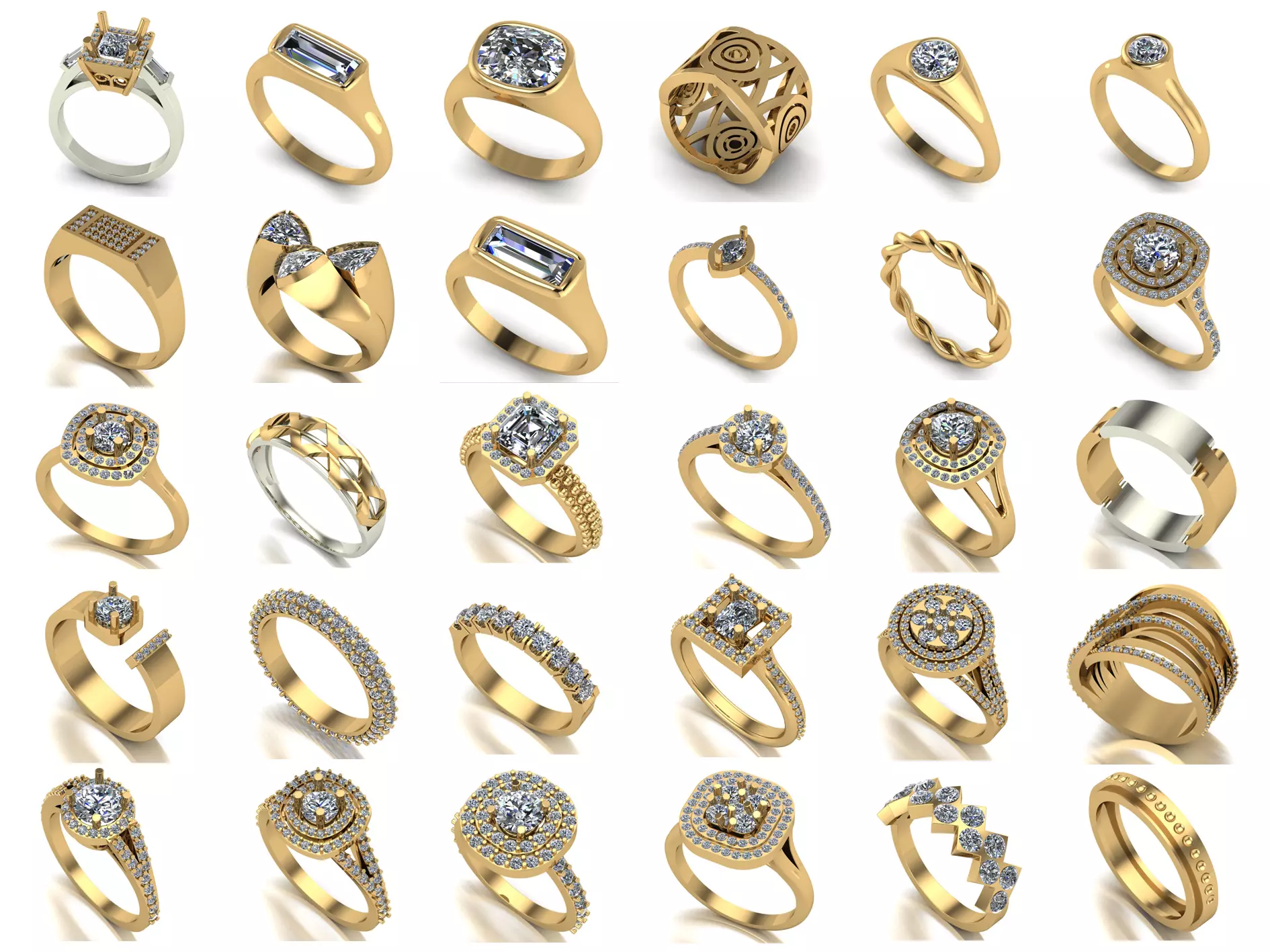 Big collection of designed rings for manufacturing 3D print model_0