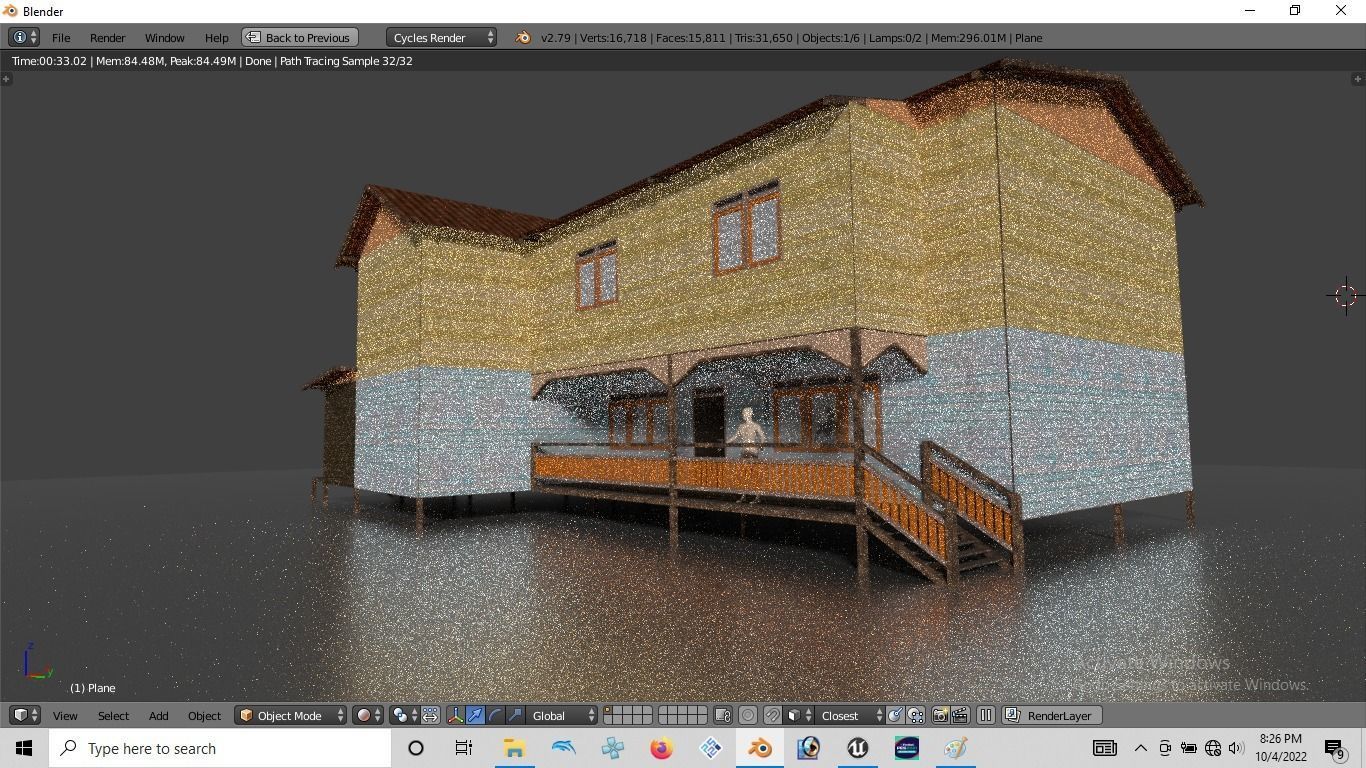 Rumah kayu panggung tingkat 001-002 3D model_6