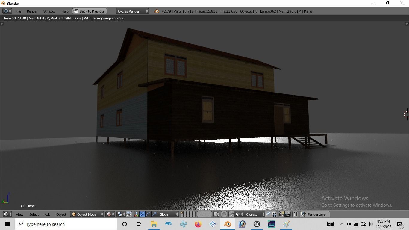 Rumah kayu panggung tingkat 001-002 3D model_7