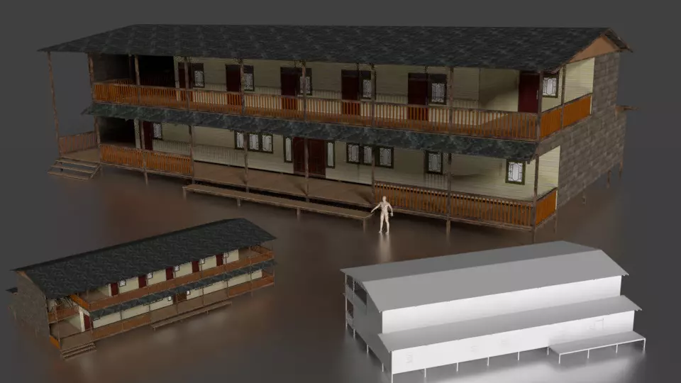 Rumah kayu panggung tingkat 001-002 3D model_0