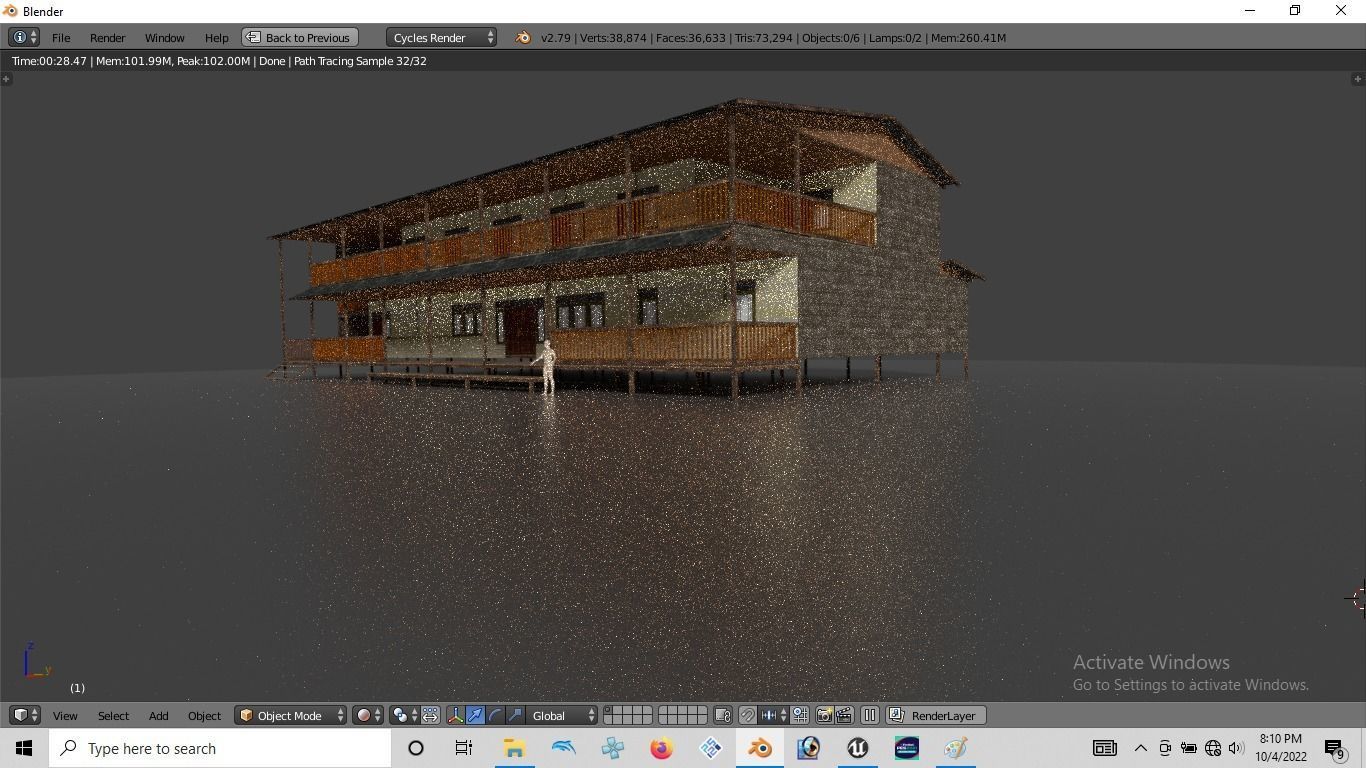 Rumah kayu panggung tingkat 001-002 3D model_1