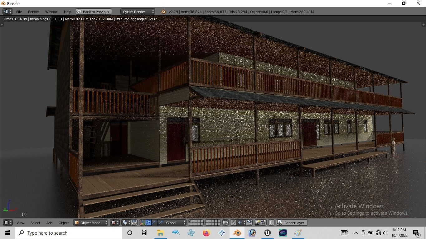 Rumah kayu panggung tingkat 001-002 3D model_2