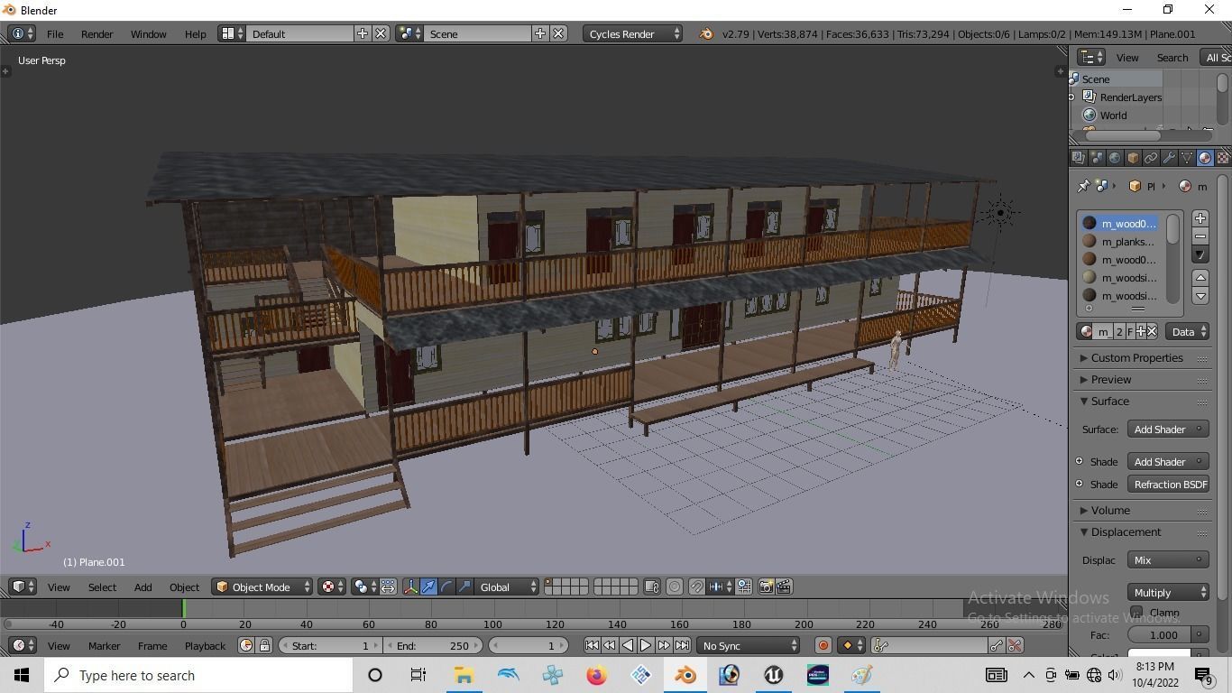 Rumah kayu panggung tingkat 001-002 3D model_3