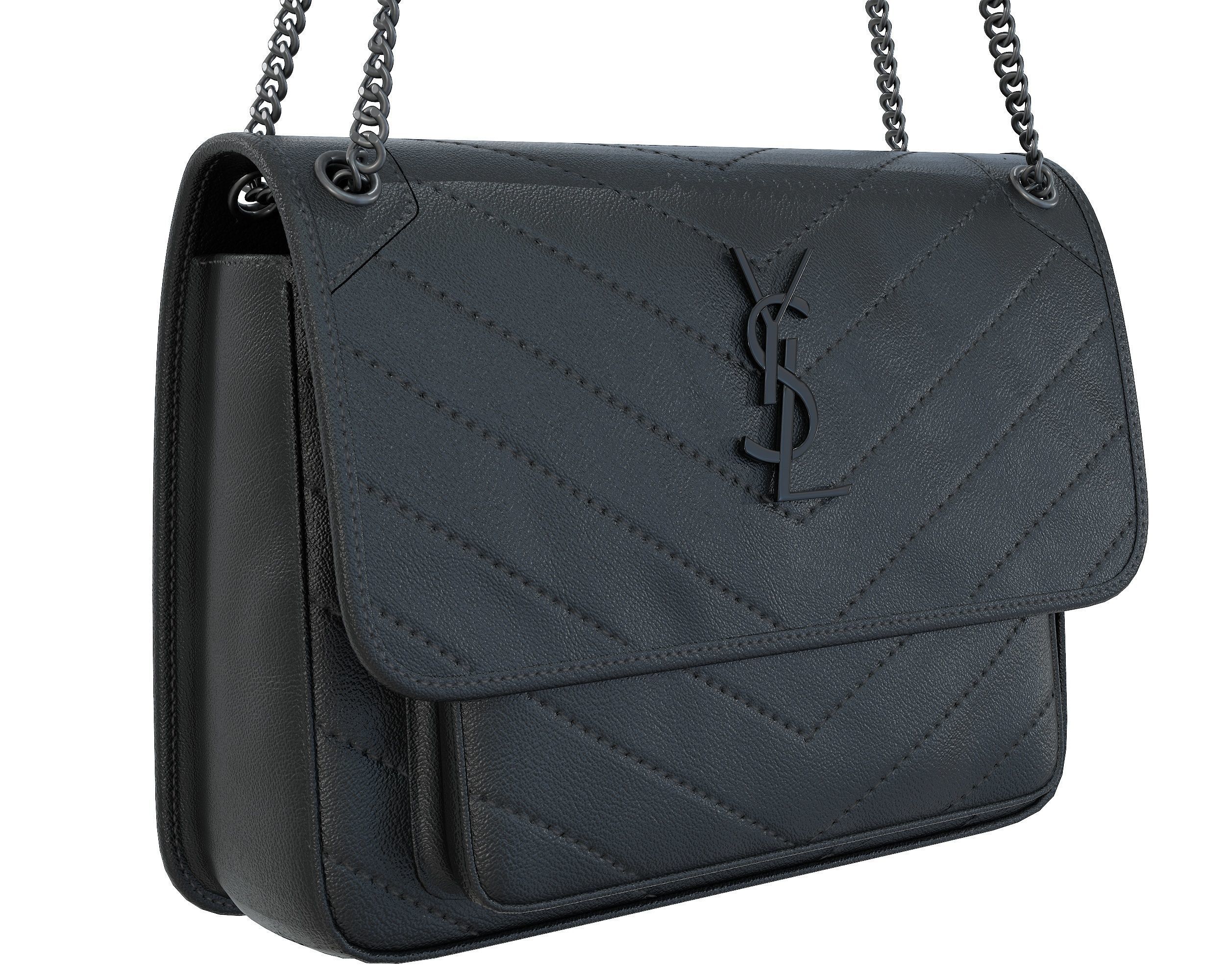 YSL Saint Laurent Niki Bag Black Leather Low-poly 3D model_2