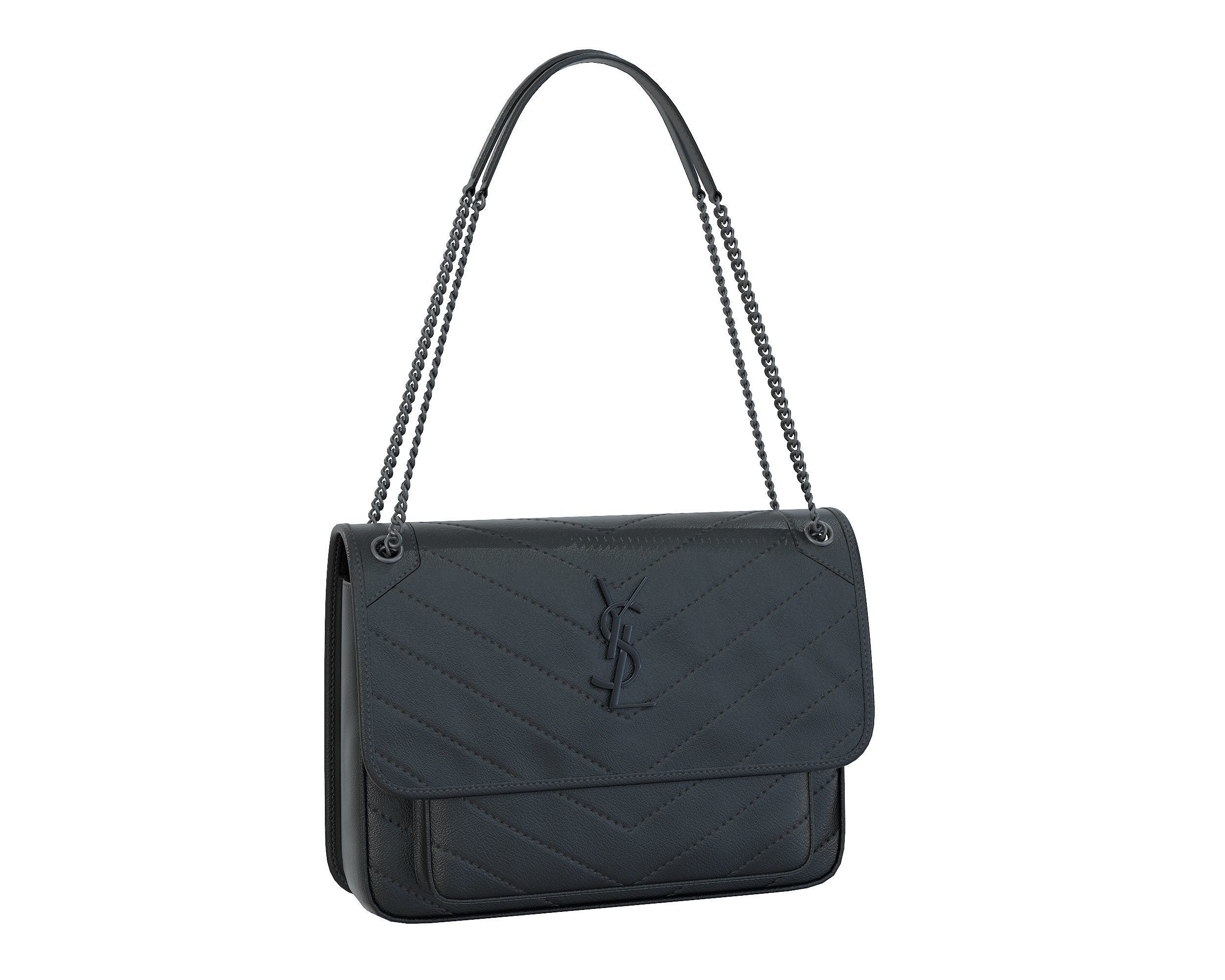 YSL Saint Laurent Niki Bag Black Leather Low-poly 3D model_1