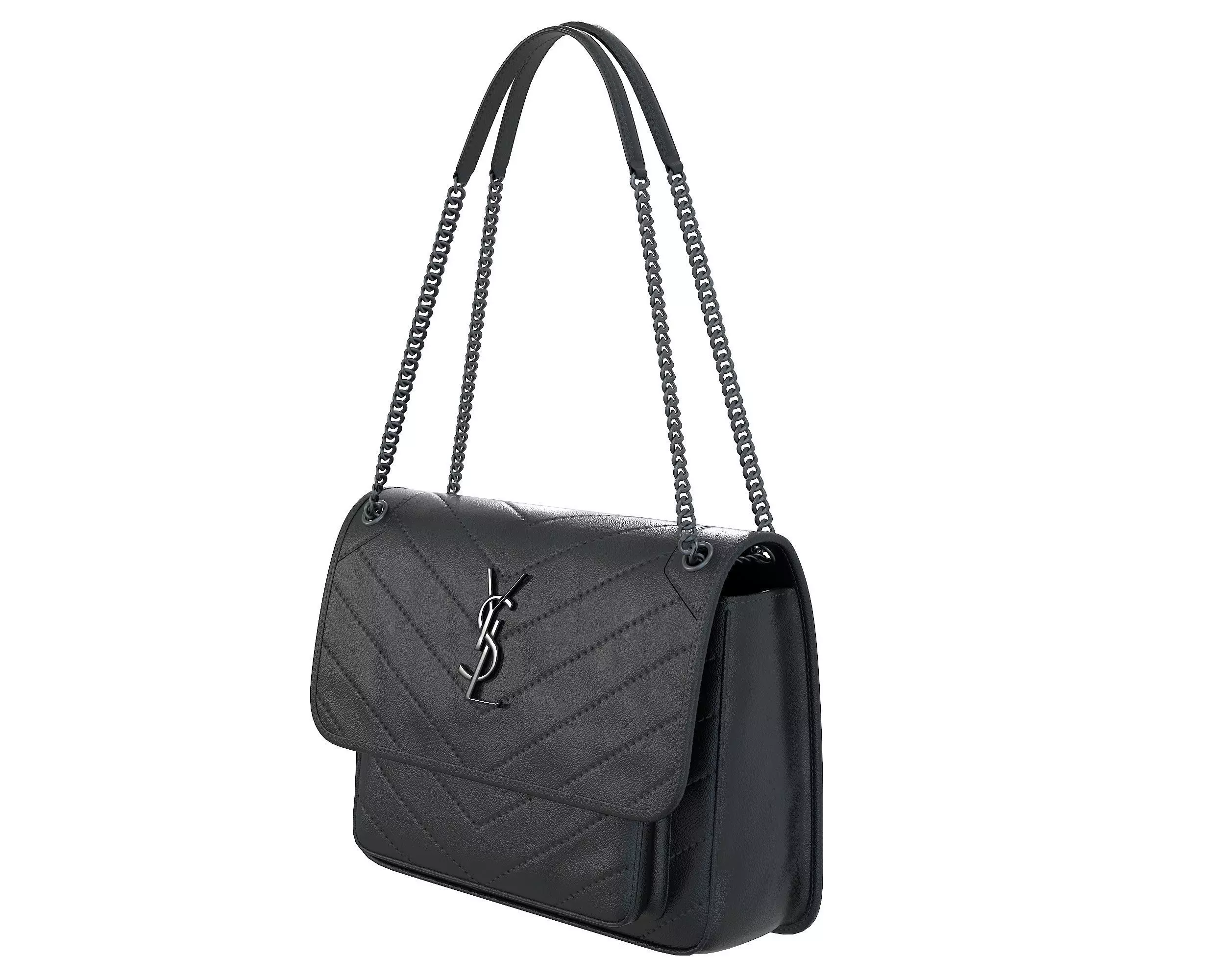 YSL Saint Laurent Niki Bag Black Leather Low-poly 3D model_0