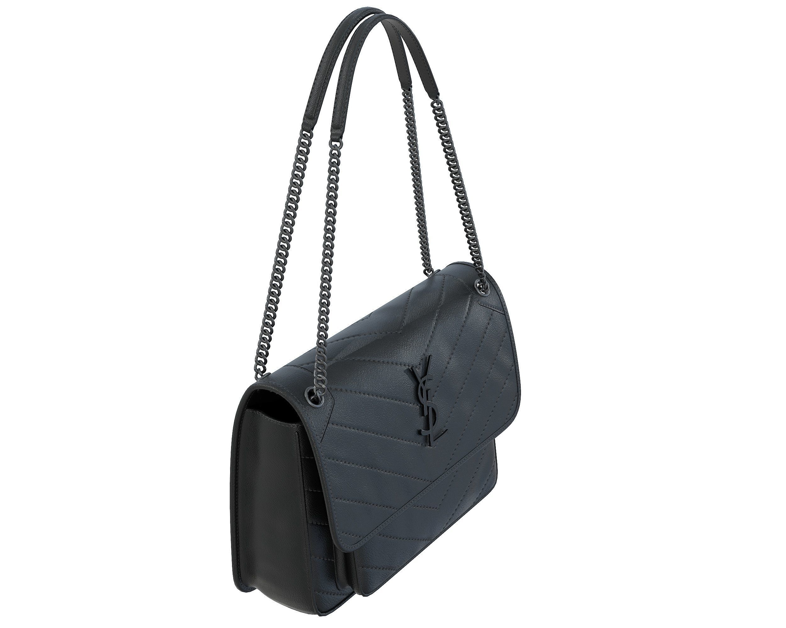 YSL Saint Laurent Niki Bag Black Leather Low-poly 3D model_3