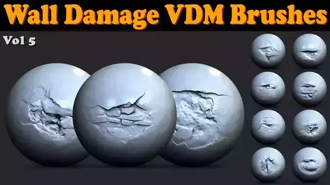 Wall Damage VDM Brushes Vol 5 Low-poly 3D model