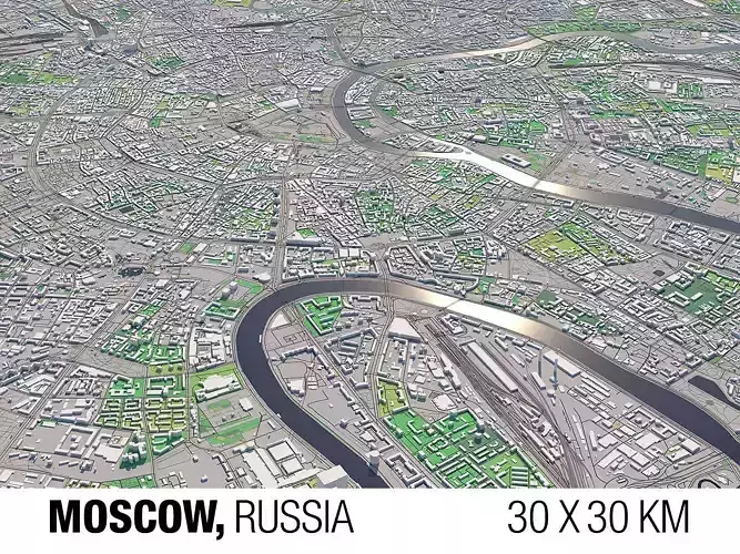 Moscow Russia 30x30km City Map