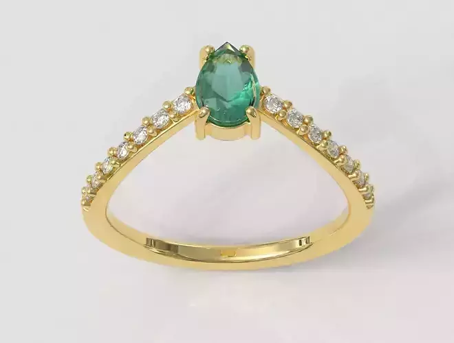 Gemstone Ring V Shape